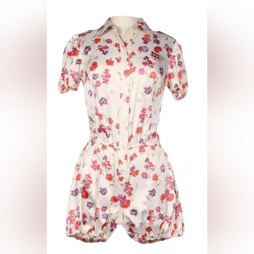 New Fiorrucci Cream Floral Romper Women's Size 8 us